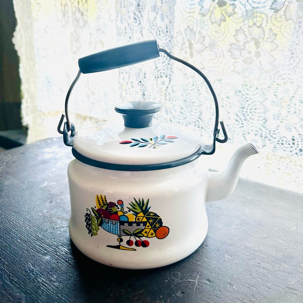 Midcentury metal tea kettle